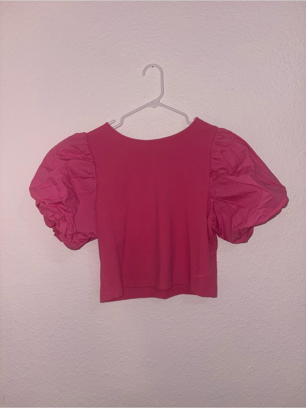 a new day Pink Puff Sleeve Crop Top